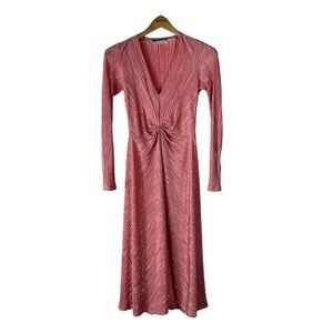 Rotate Birger Christensen Pleated Long Sleeve Dress Bridal Rose Size 4